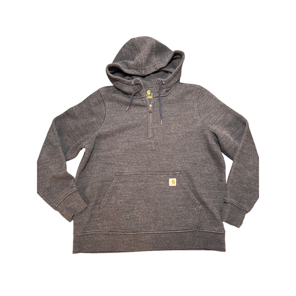 Carhartt Womens‎ XL Gray Relaxed Fit Quarter Zip Fleece Hoodie Sweatshirt 103240